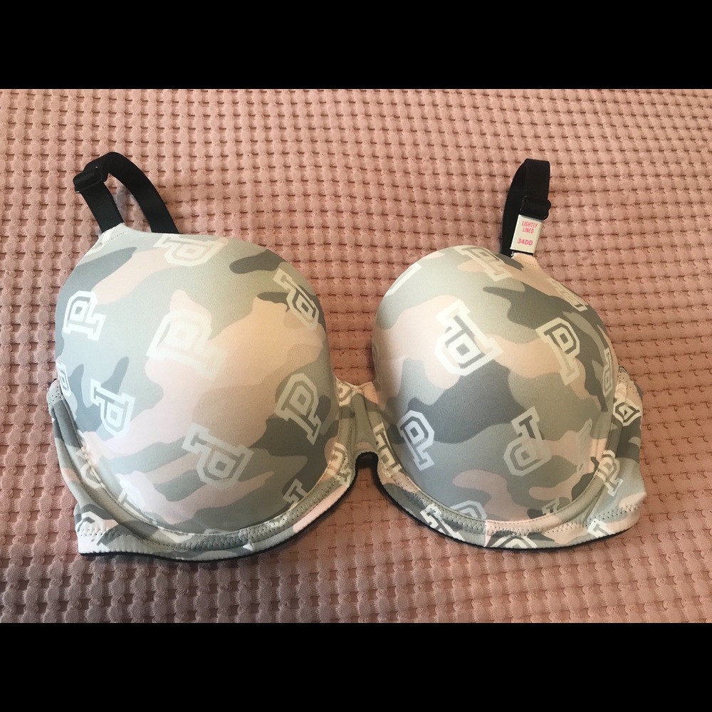 34DD Victoria Secret PINK in gray/light pink camo